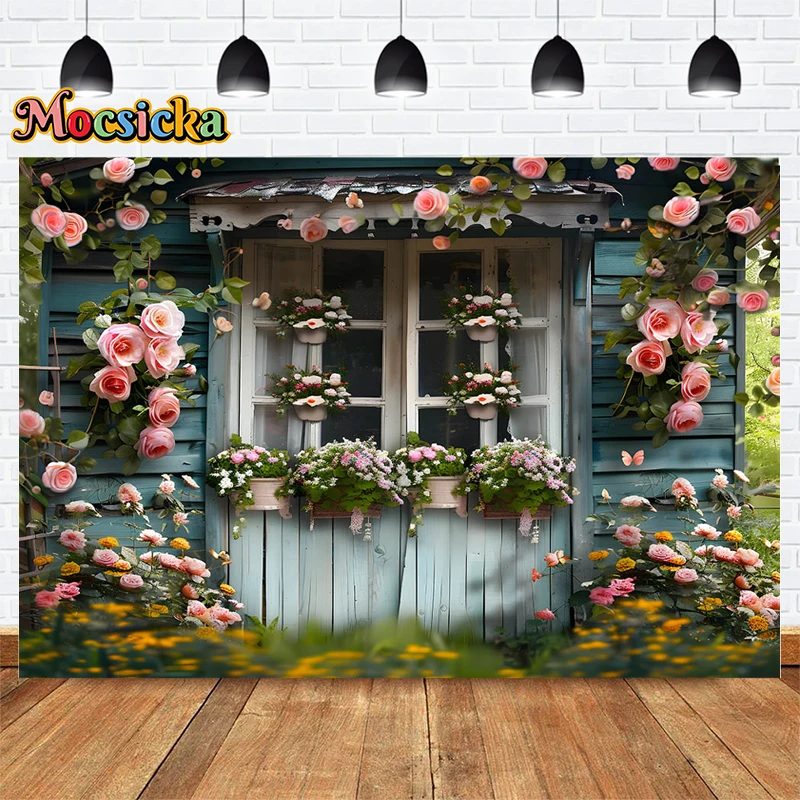 Mocsicka Frühling Fotografie Hintergründe Hochzeits feier Blumen Holztür Hintergrund Geburtstag Erwachsene Kinder künstlerische Porträts Studio