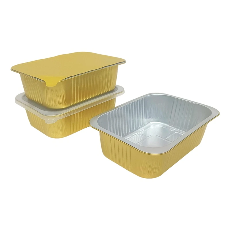 3300ml Disposable Aluminum Foil Container Rectangular Thickened Gold Tin Foil Box Oven BBQ Baking Tray Heat Resistant Food Pan