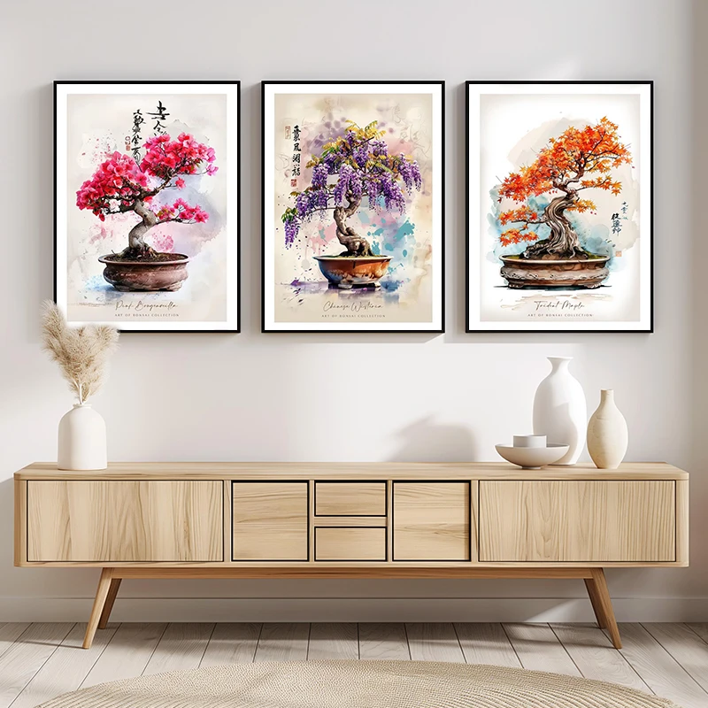 Modern Classic Plant Art Rhododendron Maple Sakura Bonsai Poster Canvas Paintings Wall Art HD Pictures Office Home Decor Gifts