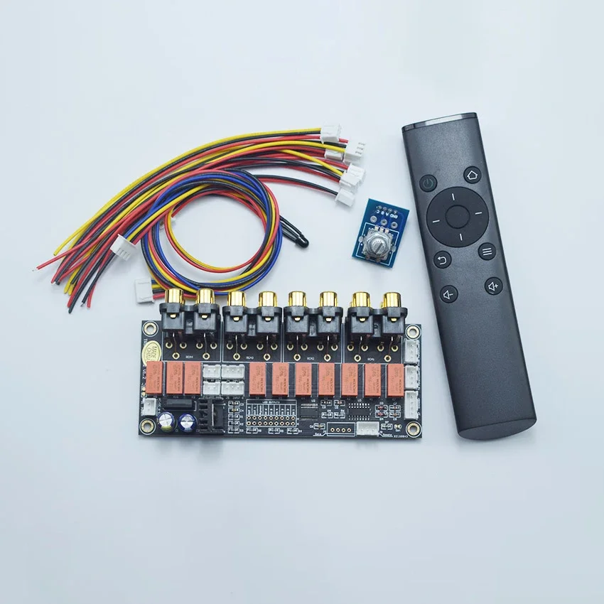 Nvarcher HiFi Multi-function Audio Source Switching Board 6 In 2 Out Remote Control Volume  Manual Encoder