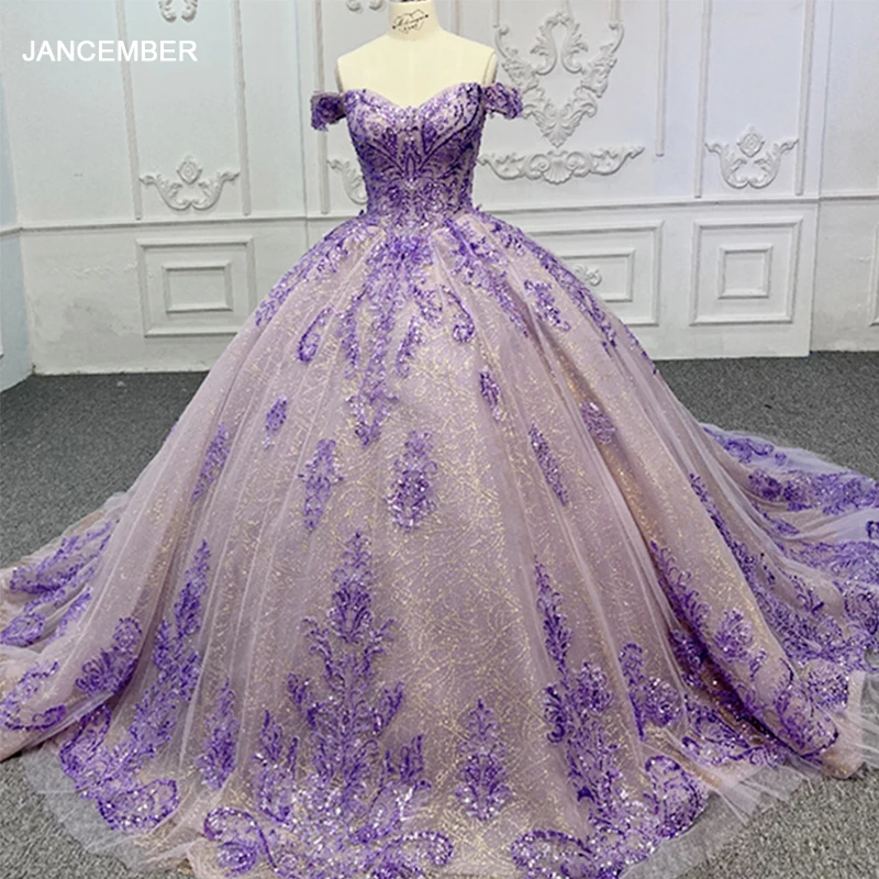 

Элегантное фиолетовое платье Quinceanera, милое бальное платье без рукавов с блестками и бисером, вечернее платье