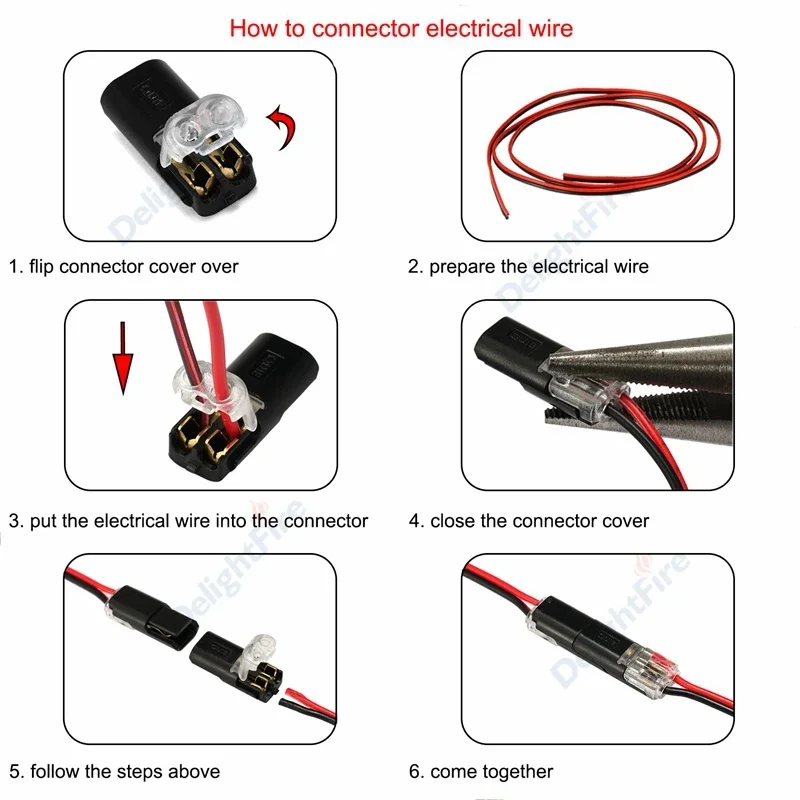 2-100pcs Wire Connector Terminal 2pin Electric Cable No Welding 2 Way Quick Splice Compact 2 Pin Wire LED Connectors Terminals