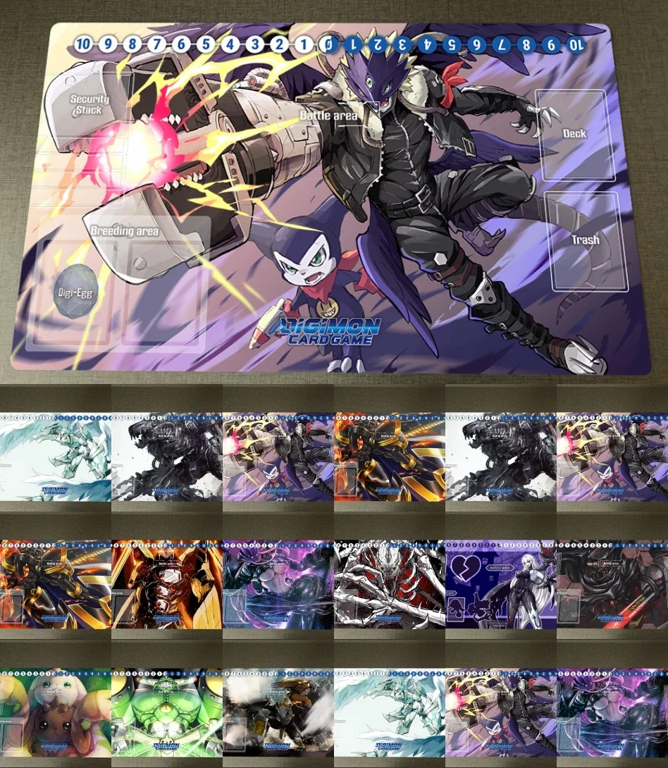 Digimon Playmat DTCG CCG TCG Mat Trading Card Game Mat Anime Board Game Playmat & Free Bag Anti-slip Desk Pad Mousepad 60x35cm