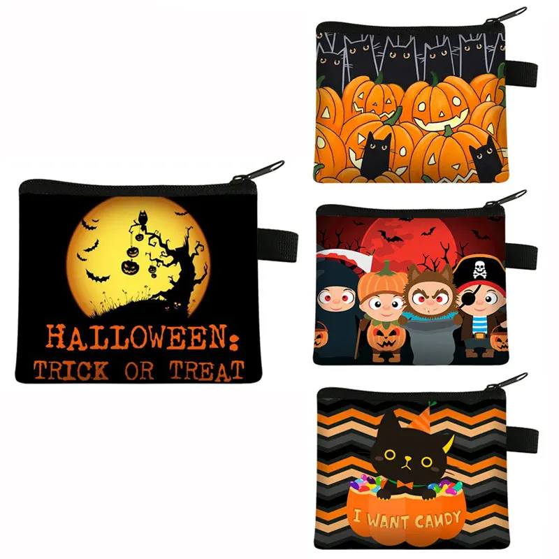 Halloween Phong Cách Tiền, Trẻ Em Spider Đầu Lâu Cát Bát Bí Ngô Khủng Bố Tiền Túi Nhỏ Xách Tay Phím Mini Son Môi Tặng Túi