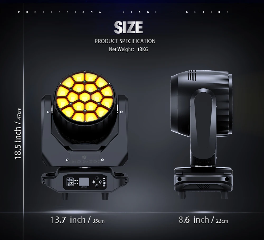 JMS WEBB Flight Case With 19X20W LED Beam+Wash Big Bees Eyes RGBW Zoom Lighting For DJ Disco Club Stage Moving Head Lights