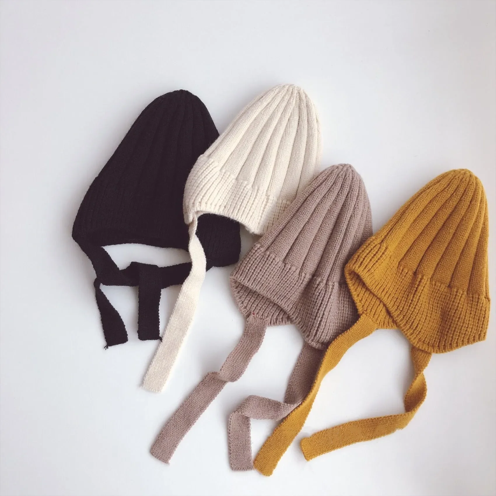 

Мягкая вязаная детская шапка, реквизит для фотосессии новорожденных, однотонная вязаная шапочка для маленьких мальчиков и девочек, осенне-зимняя теплая шапочка с ушками