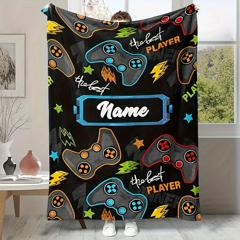 The personalized gamepad printed flannel blanket is suitable for beds, sofas, and modern travel styles all year round