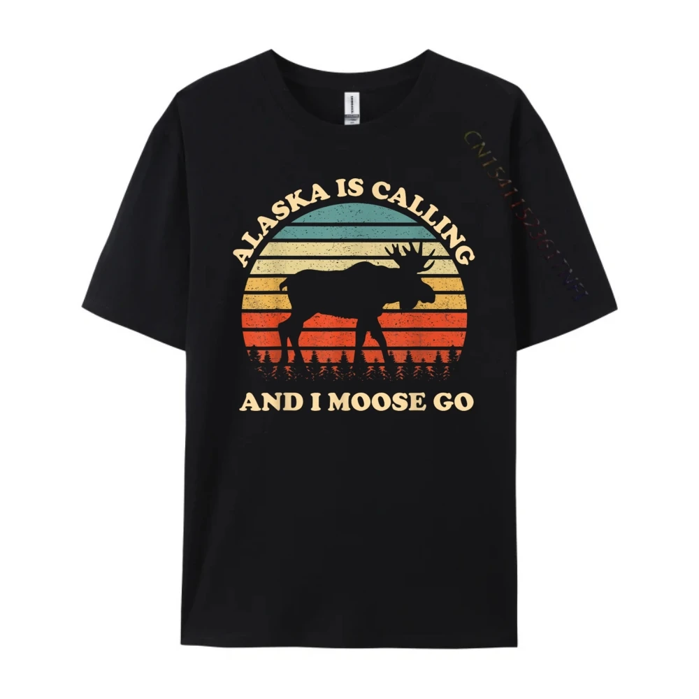 Alaska Moose Tourist Travel Funny Mens Korean Fashion Men's Clothing Group Valentine's Day Tops & Tees