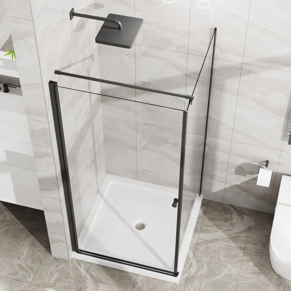 

Goodyo 36×36×72 Corner Shower: White Base, Pivot Door, Frameless,1/4in Clear Tempered Glass