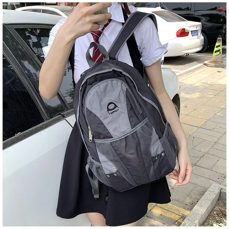 Women\'s Backpack Lightweight Simple Large Capacity Niche Contrast Color Sports Outdoor Travel Bag College Student Campus