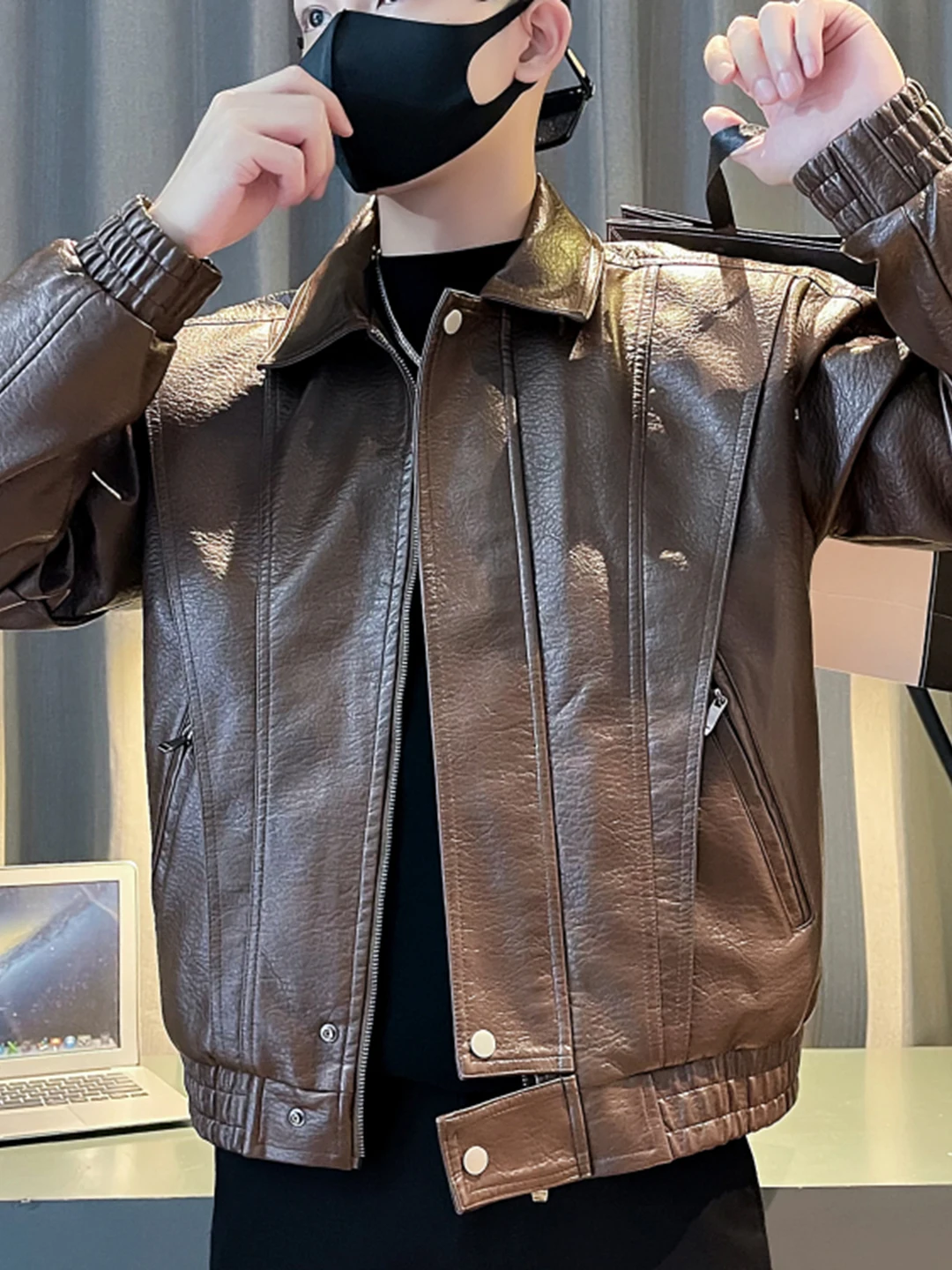 

Retro American Brown Leather Jaet Men's Spring Autumn Winter New Sle High Sensation Cool ort Motorcycle Jaet