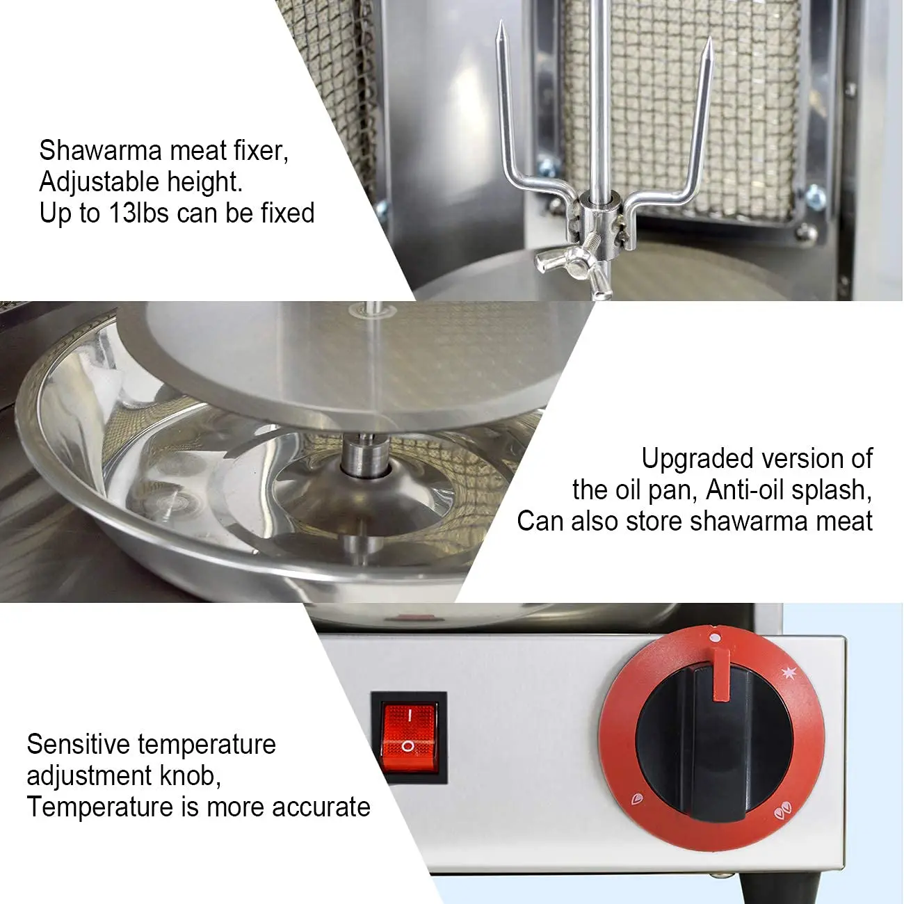 Máquina Kebab Grill Gas Vertical para asar, asador de carne giroscópico con 2 quemadores para restaurante, hogar y jardín