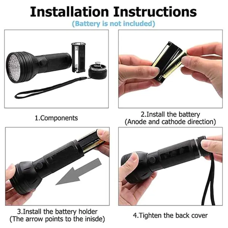 TKOH-Portable LED UV Light Torch UV Banknote Detector Light Household UV LED Flashlight