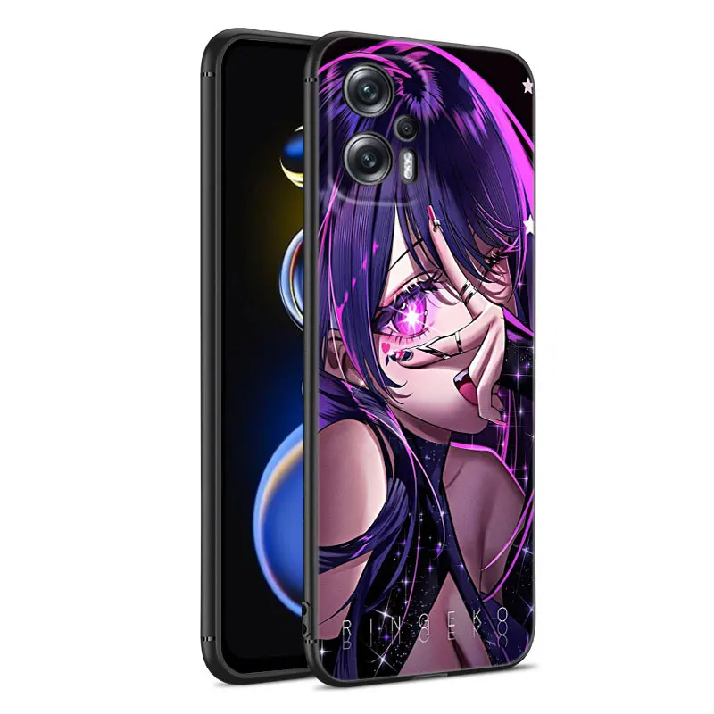 Anime Oshi no Ko Hoshino Ai Black Silicone Phone Case For Xiaomi POCO X3 X4 NFC F5 M3 M4 M6 X5 X6 Pro F3 F4 GT 5G C55 C65 M5