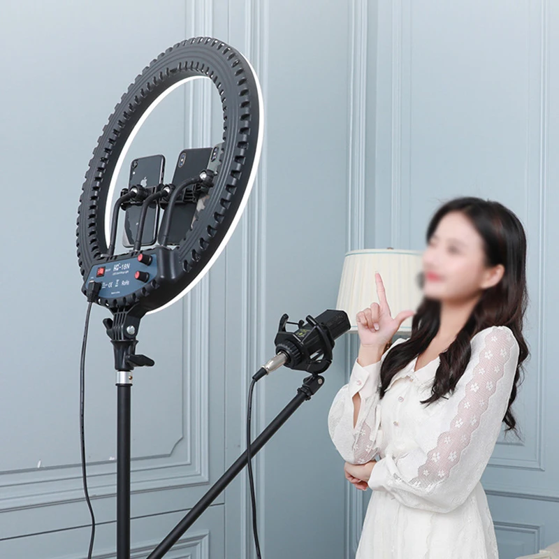 HQ-18N Photographic Makeup Studio Video Live Broadcast with Tripod Three Colors Dimmable Ringlight 18 Inch Led Selfie Ring Light