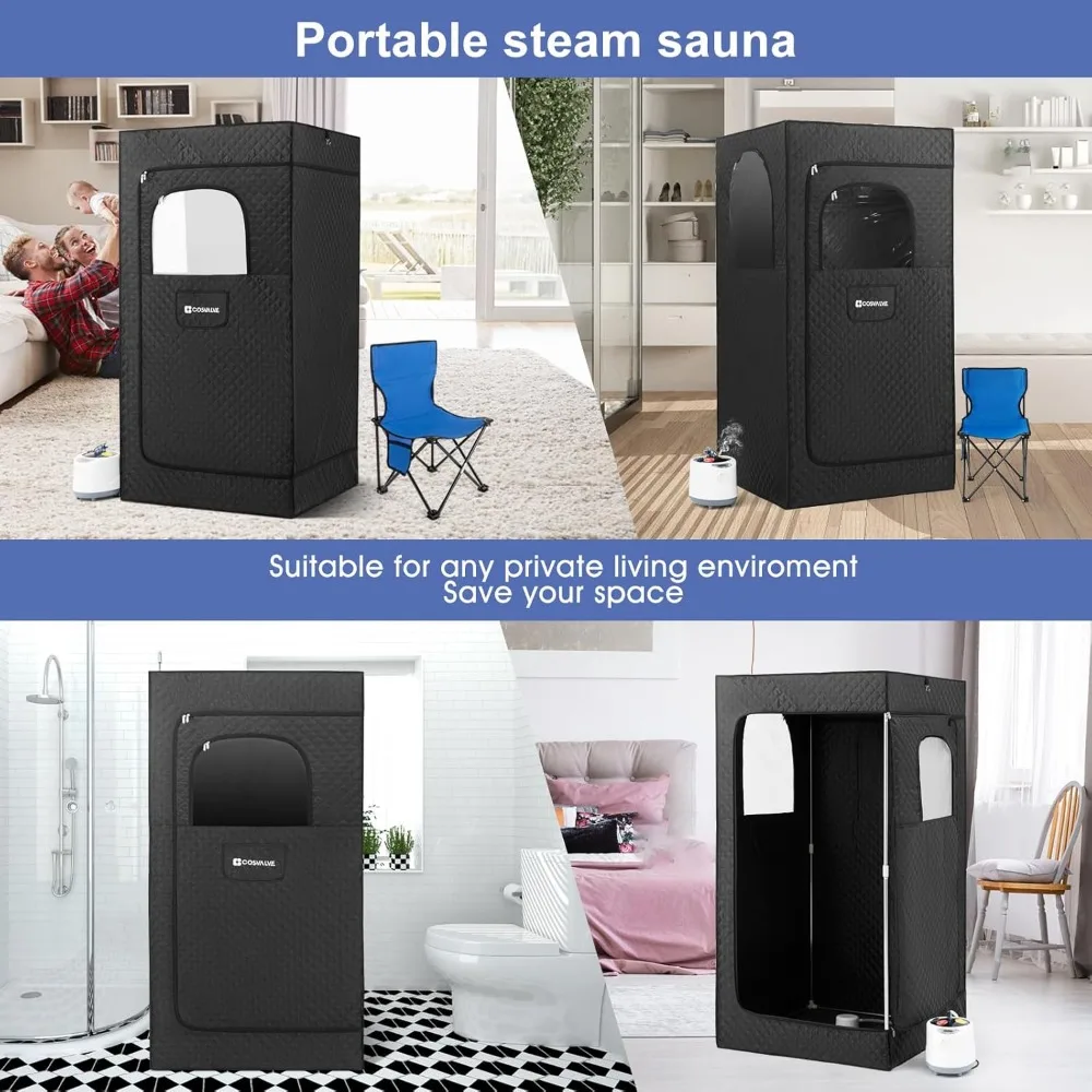 Sauna a vapore portatile, tenda per Sauna domestica personale per tutto il corpo, scatola per Sauna interna con generatore di vapore 4L 1600W, telecomando, Timer