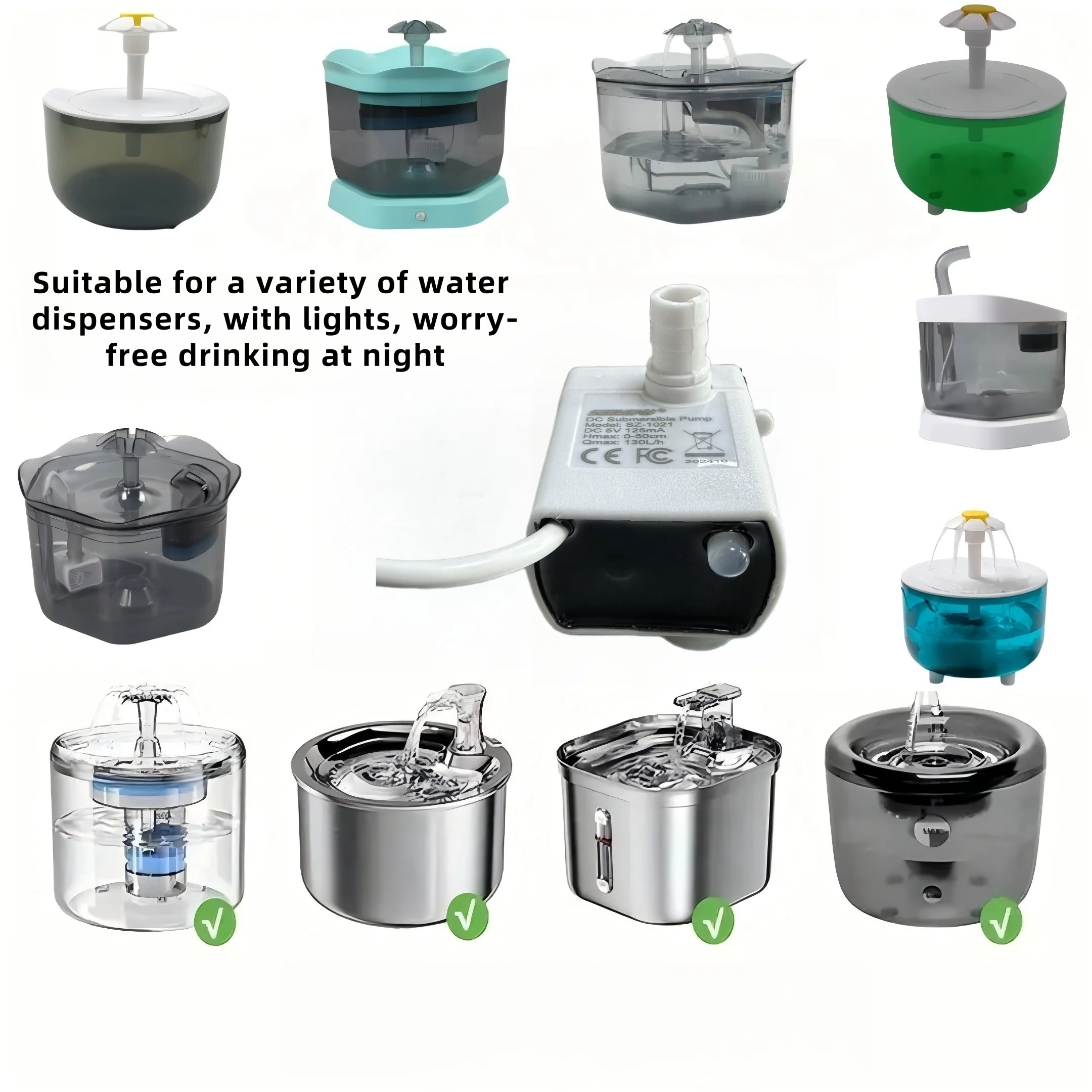 1-teilige, ultraeffiziente, leise USB-Wasserbrunnenpumpe für Haustiere mit LED-Anzeigeleuchte für Wasserbrunnen für Katzen, Premium-Ersatz – Detail 7