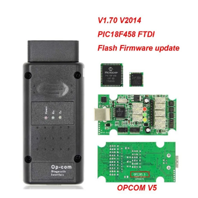 OPCOM V5 For Opel OP COM 1.70 flash firmware update Car Diagnostic for Opel OP-COM 1.99 PIC18F458 CAN BUS OBD OBD2 Auto Tools