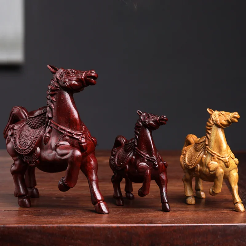 

Natural Guajacwood Wood Carving Will Soon Be Rich Chinese Zodiac Horse Handheld Artsy Object Desktop Fortune Small Ornaments