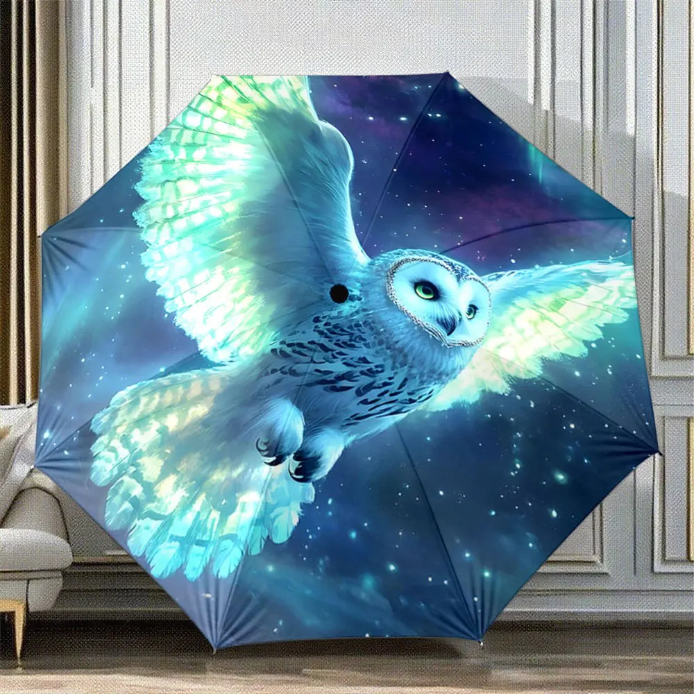 

Автоматический складной зонт с автоматическим открытием/закрытием - Автоматический зонт с изображением совы и звездного неба, складной портативный зонт-навес