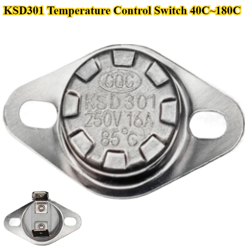 

10Pcs/lot KSD301 Temperature Control Switch Small Temperature Controller Normal Close 40C-180C 16A/250V Overheat Protector
