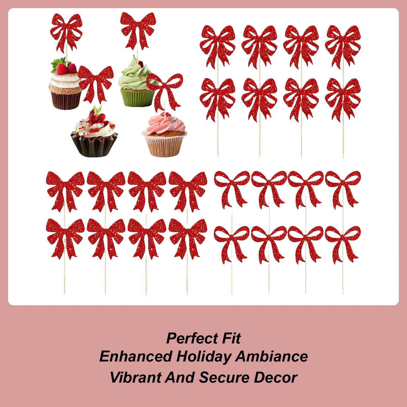 Taza para tarta clásica, 24 piezas, adornos para magdalenas navideñas para el hogar, evento, celebración familiar, mesa de fiesta, reunión de cumpleaños