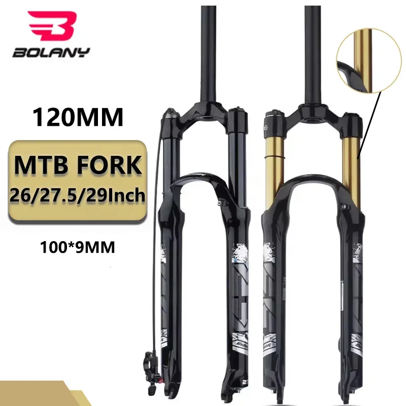 

BOLANY Air Suspension Bike Fork 29 Mtb 26/27.5 Inch Mountain Bike Shock Absorber Straight/Tapered Bicycle Front Fork