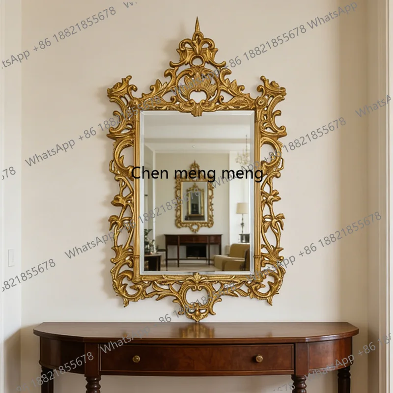 E136 American style, carved wall mirror, French retro court style decoration, entrance wall wall mirror