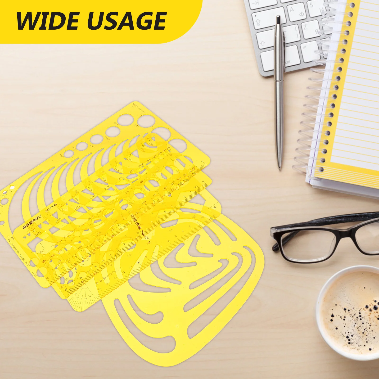 مجموعة مسطرة منحنية مكونة من 4 قطع قوالب هندسية برتقالية شفافة لرسم صياغة تصميم العمارة قياس مكتب المدرسة