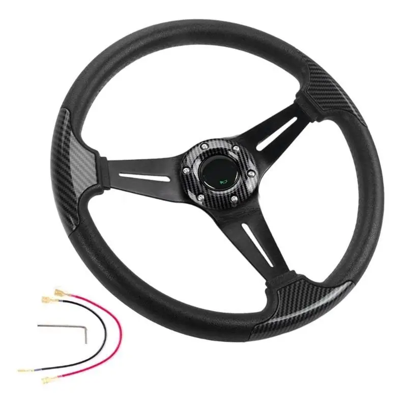 

02DE Гоночный руль из алюминиевого сплава, 345 мм, отделка из углеродного волокна, ручка из АБС-пластика