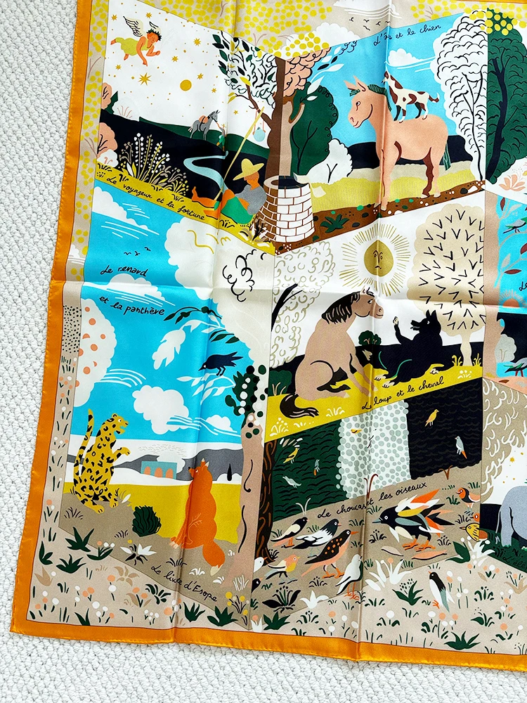 

90cm Silk Scarf Women Twill Scarfs Luxury Designer Square Scarfs Rolled Edges Shawls Hair Bandanas 90cm