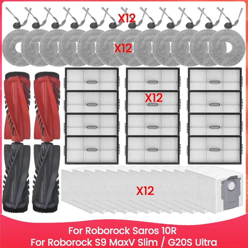 

ABZA-For Roborock Saros 10R / Roborock S9 Maxv Slim / G20S Ultra Accessories Brush Hepa Filter Mop Cloth Dust Bag Spare Parts