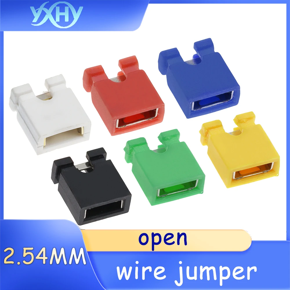 1000개 오픈 점퍼 캡, 단락 캡, 간격 2.54MM, 흰색, 검정색, 노란색, 파란색, 녹색, 빨간색, 단락 블록, 연결