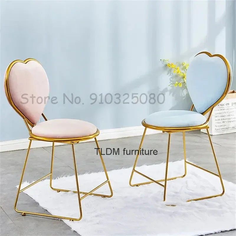 

Nordic Dormitory Leisure Makeup Chair Home Bedroom Furniture Backrest Dressing Stool Luxury Living Room Restaurant Dining Chairs