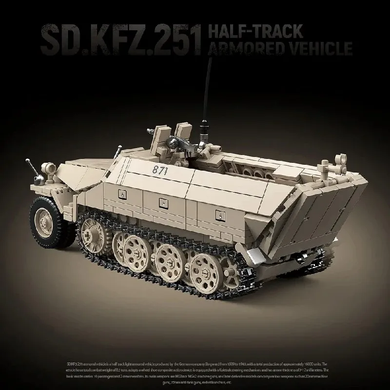 Ensemble de blocs de construction de char blindé militaire WW2, avec 3 figurines, Kits de réservoirs Technik à collectionner, modèle, cadeau d'anniversaire 714 pièces