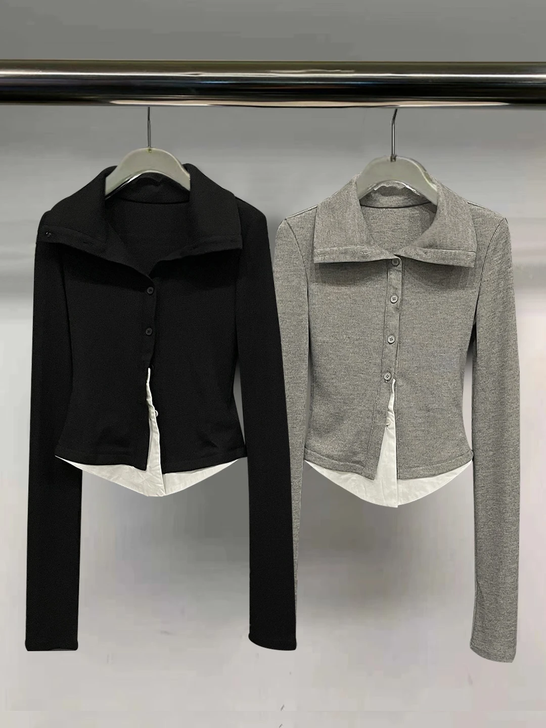 

Модная женская футболка Slim Fit с длинным рукавом и дизайнерскими вставками, универсальная базовая модель, новинка ранней весны 2025 года