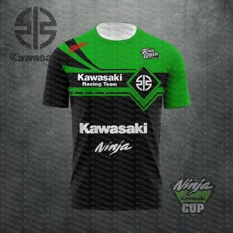 

Быстросохнущая дышащая спортивная футболка Kawasaki, новая летняя модная футболка с короткими рукавами для взрослых и детей, для езды на велосипеде по горам и бездорожью