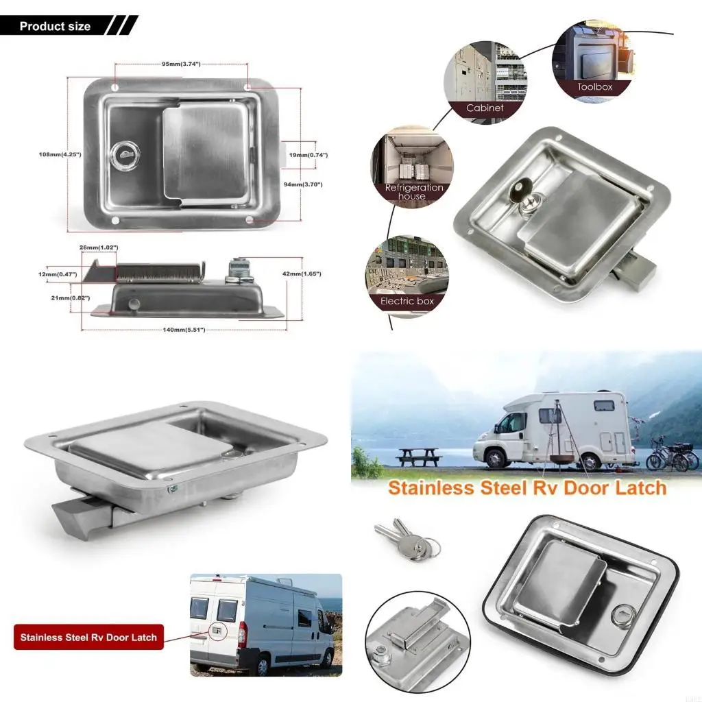

Truck Tool Box Latches Replacement StainlessSteel Paddles Lock Handle with H9EE