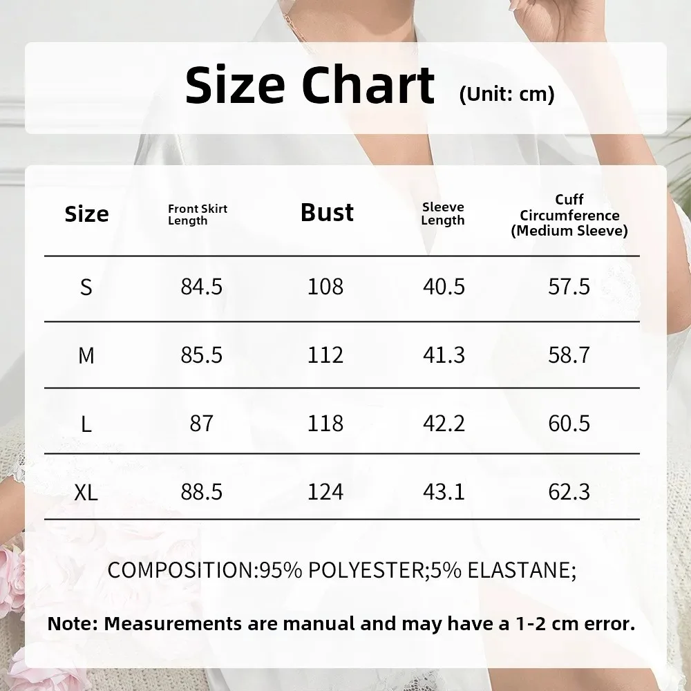 Womens Large Size Ice Silk Sexy Lace Bathrobe Pajamas Female Soft and Comfortable Solid Color Sleepwear V-Neck Bathrobe Pajamas