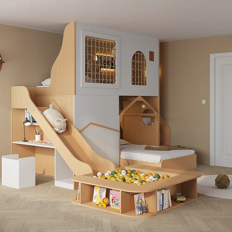 

Multifunctional Combination Children's Up and Down Bunk Beds Elevated Secret Tree House