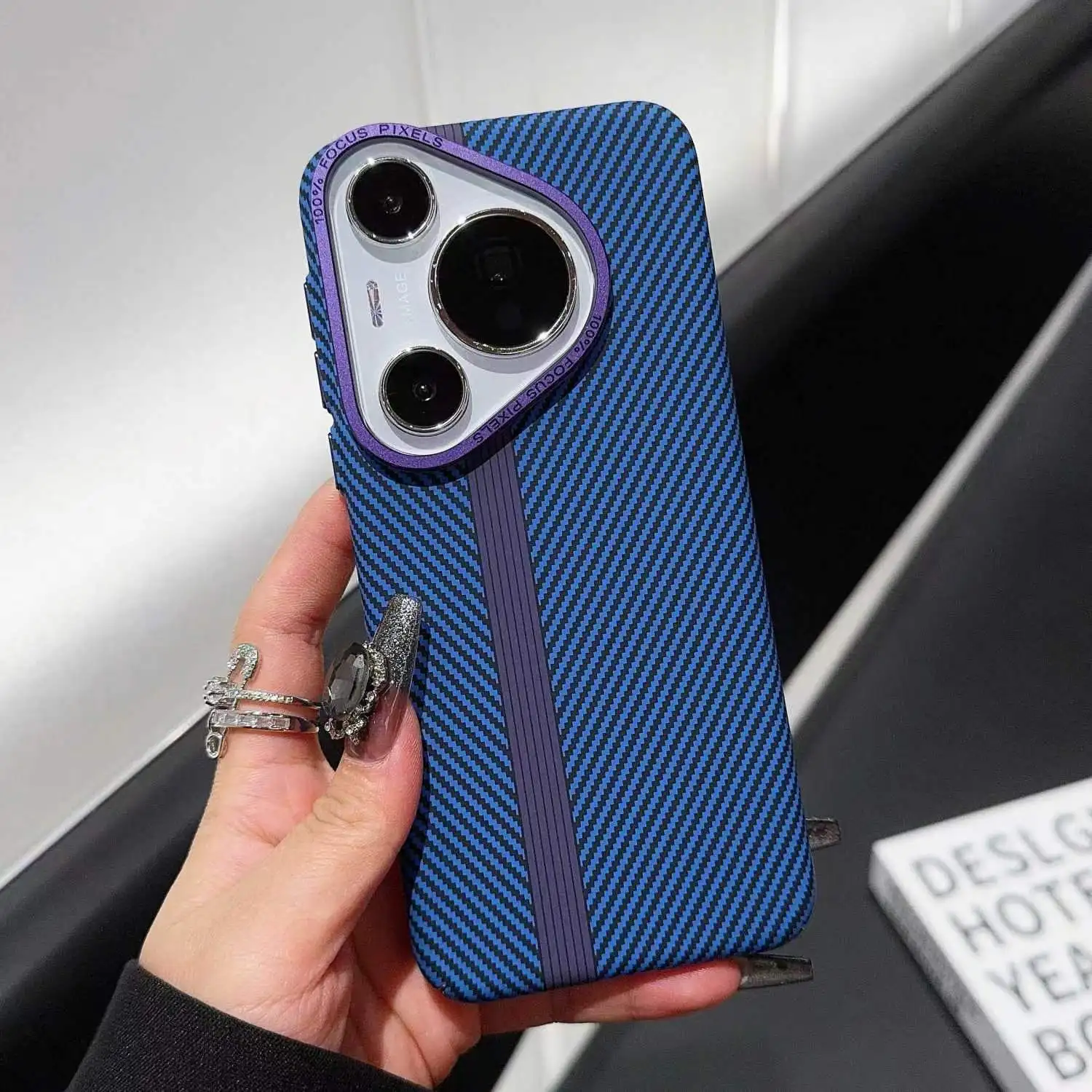 Luxury Carbon Fiber Liens Phone Case for Huawei Pura 70 Pro Ultra Anti-drop Aramid Fiber Texture Cover Support Magsafe Charging