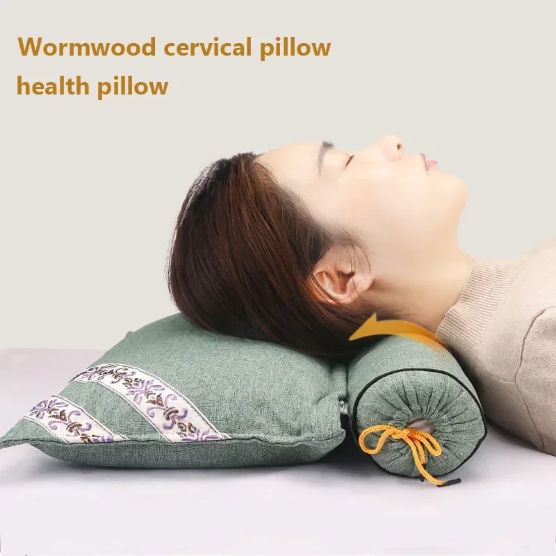 Nature Anti-Bacteria Wormwood Pillow Neck Releaser Cervical Chinese Ancient Traditional Medicine Cylindrical Neck Circle Pillows