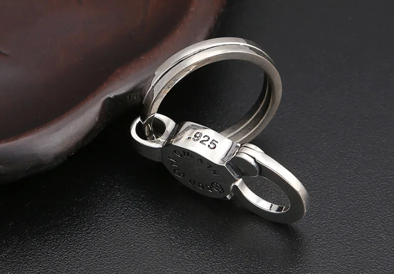 Wholesale S925 pure silver vintage high-end silver popular personalized cherry blossom keychain car men and women keychain