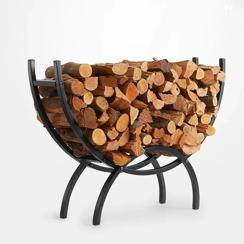 Rastrelliera per legna da ardere per legna da ardere, scaffale per legna da ardere, scaffale per legna da ardere, in ferro battuto, per la casa, impilabile, cestino per legna da ardere