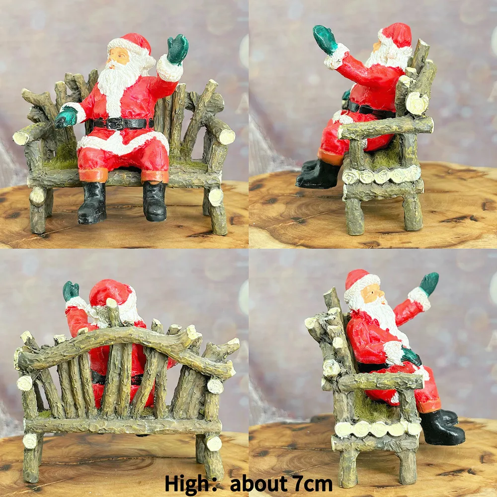 Santa Claus Resin Mini Figurines, Christmas Village Scene Ornament