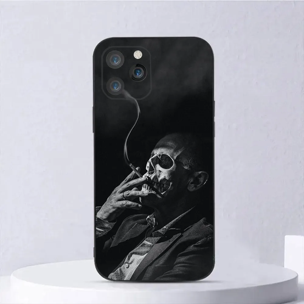 Grim Reaper Skull Skeleton Phone Case For iPhone 15,14,13,12,11,Plus,Pro Max,XS,X,XR,SE,Mini,8,7 Soft Silicone Black Cover