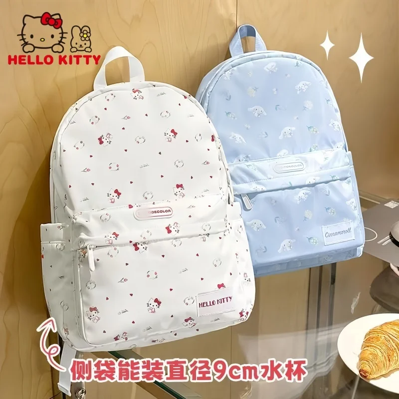 

Рюкзак Hello Kitty Cinnamoroll большой вместимости, дорожная сумка для хранения, студенческая сумка через плечо, аниме-рюкзак, подарок для девочек на праздник