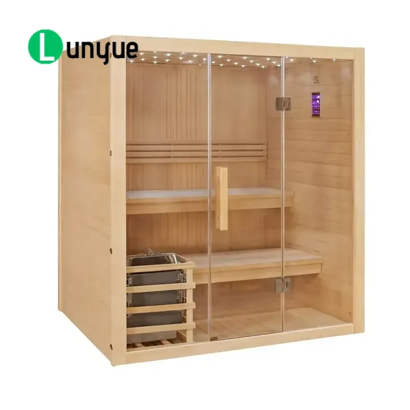 Portable Wooden Sauna Finnish Style Traditional Steam Room Household Personal Spa Heat Therapy Relaxation Home Use Easy