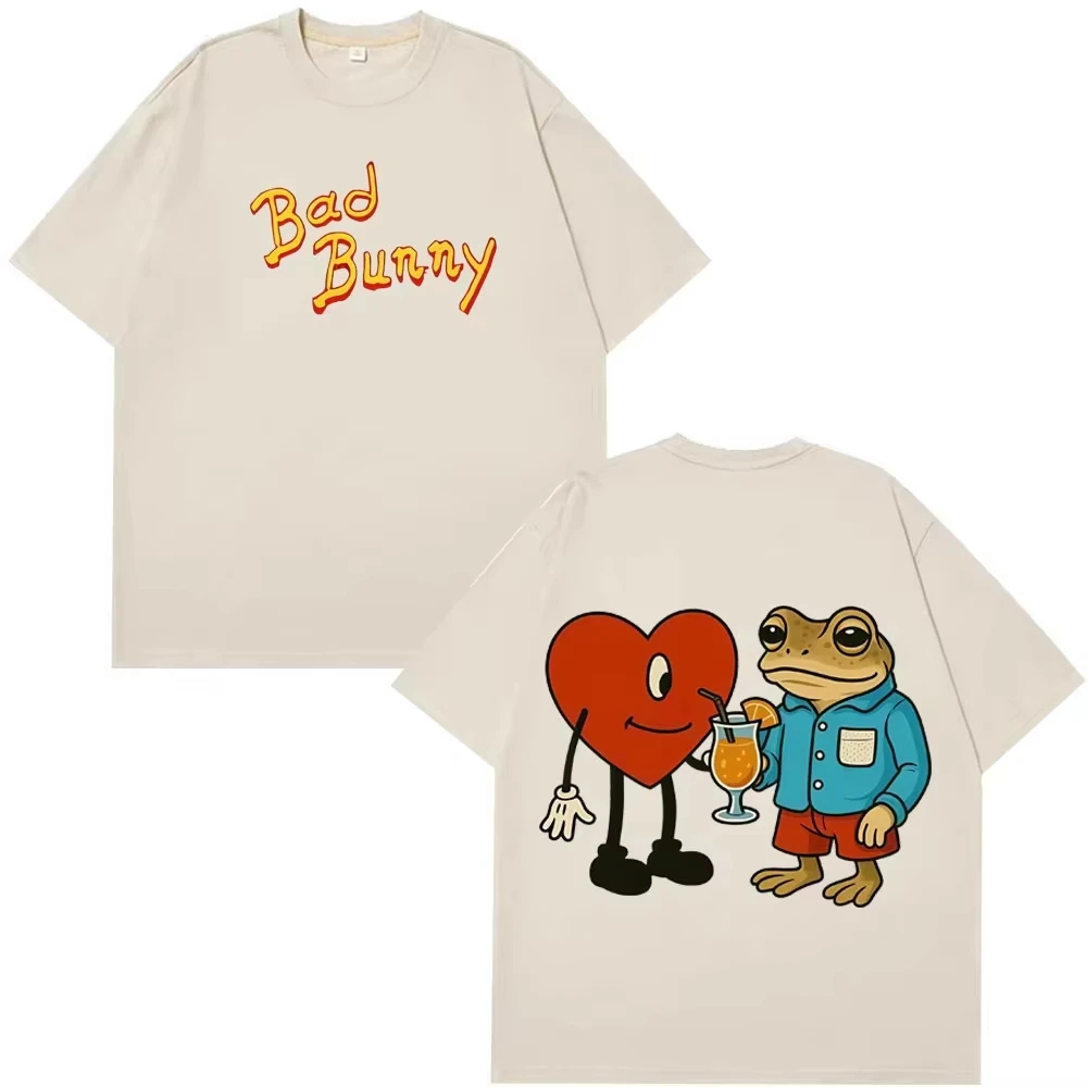Summer Harajuku Style Pure Cotton T-Shirt, Unisex Hip Hop Tee Printed with Rapper Bad Bunny DTMF Debi Tirar Mas Fotos T-Shirt