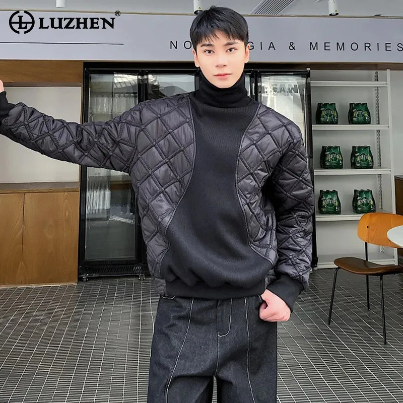 

LUZHEN Elegant Winter Stylish Original Splicing Pullover Design Padded Thermal High Quality Street Casual Thickened Tops JY5926
